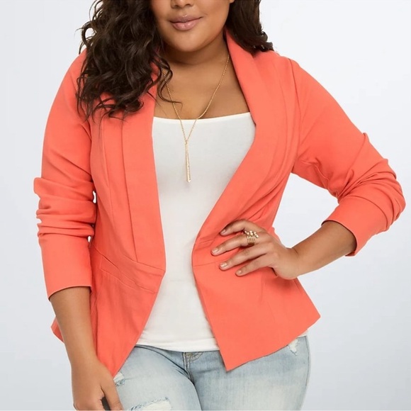 Torrid Cut Away Blazer Coral Orange 3X - Picture 1 of 7